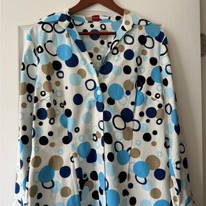 Eileen Fisher Blue Multi-Spot Button Front Blouse